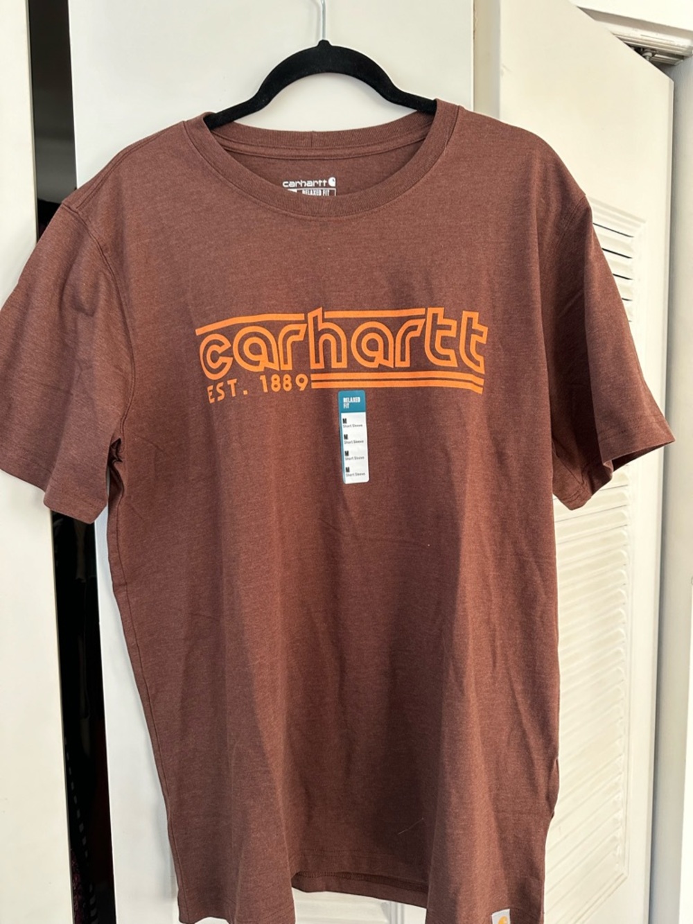Carhartt Brown Tee with Orange Graphic
